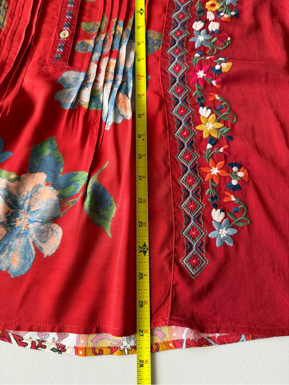 John Mark Embroidered Multi Patch Boho Tunic Blouse Dark Spice L - Picture 10 of 15